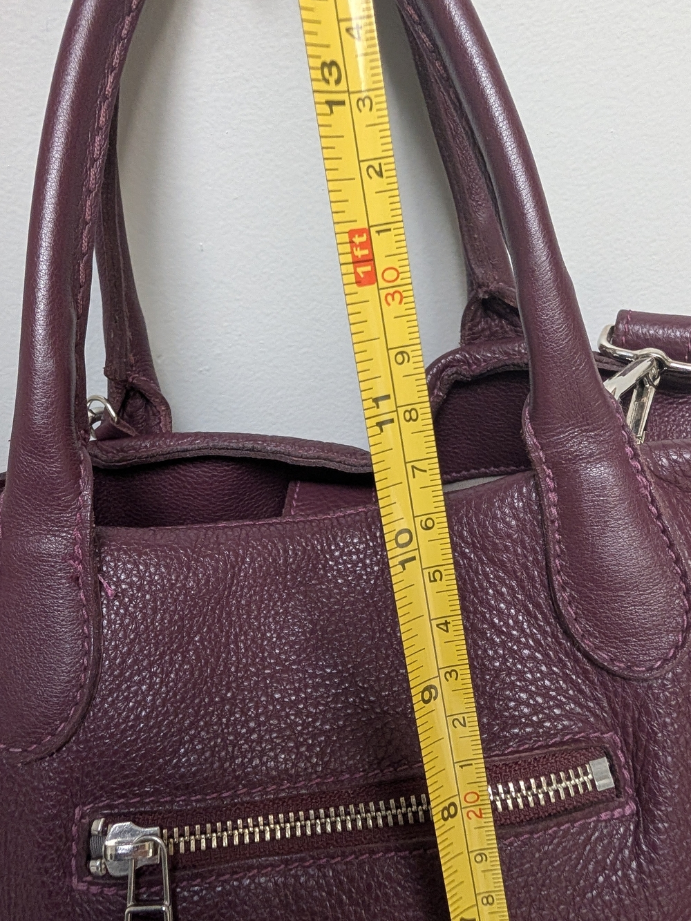 Vintage Roots Leather Satchel Burgundy/Plum - Picture 11 of 15